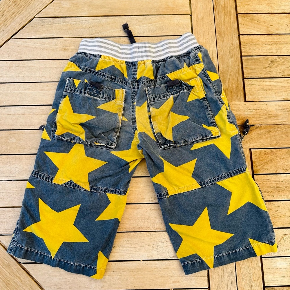 Mini Boden Yellow Star Cargo Shorts - Picture 2 of 5
